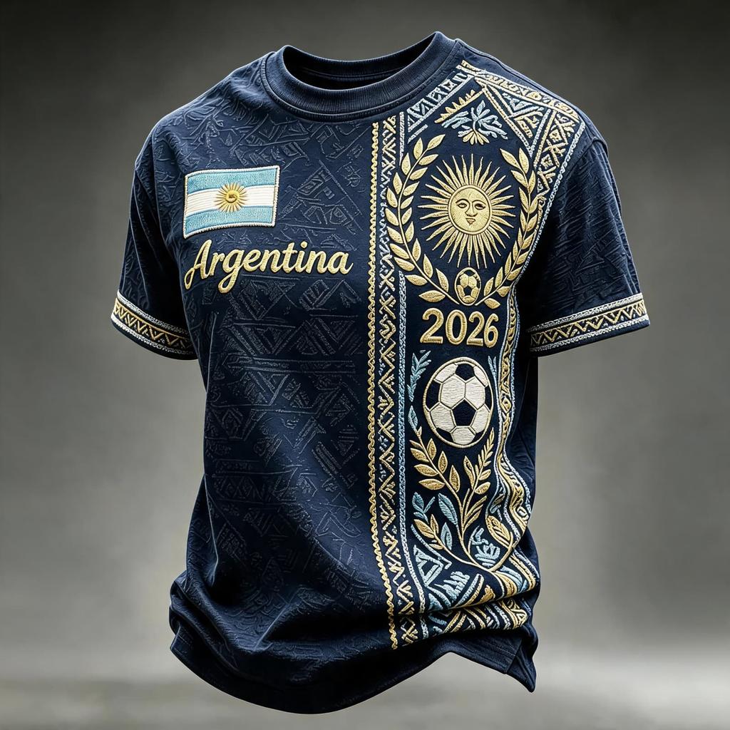 Men's Neck Short Sleeve Soccer Fan T-Shirt for Day