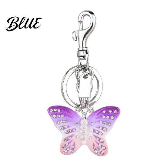 Lightweight Key Holder Keychain Pendant Rhinestones Inlaid Gradient Butterfly Shape