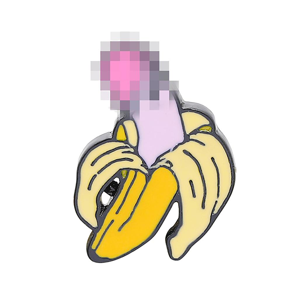 Nové Kreativní Novinky Tvar Banánu Parodie Zábavné Brože Džínové Odznaky Se Všemi Druhy Doplňků