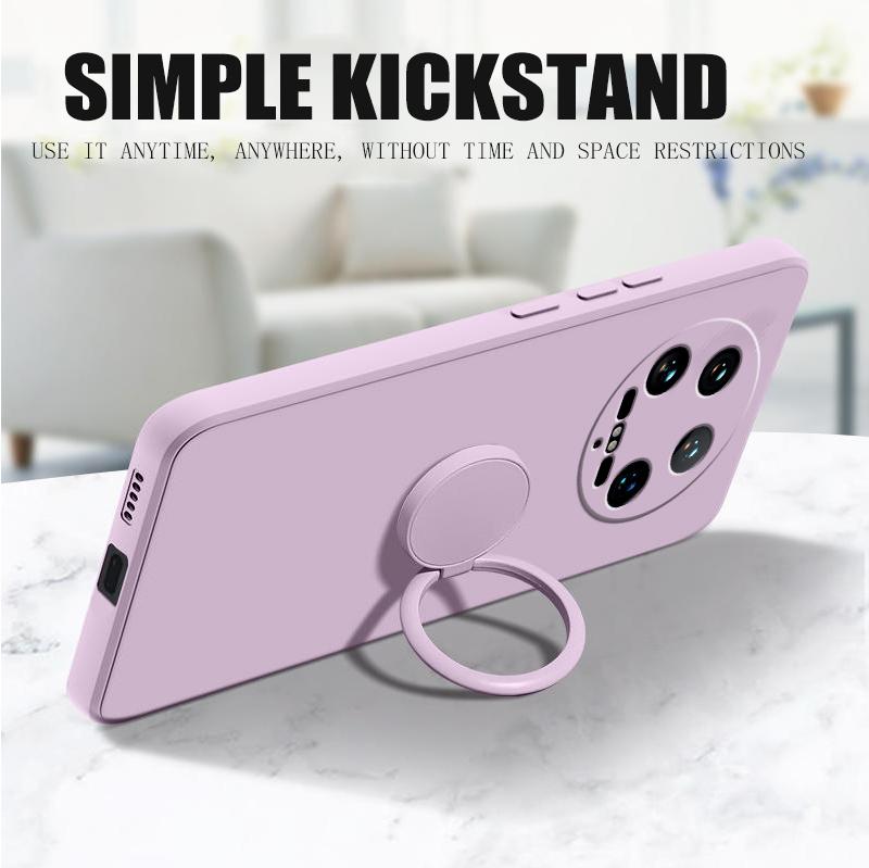 Case Fro Xiaomi 14 Ultra Liquid Silicone Ring Holder Soft Phone Cover for Xiaomi 14 Ultra Shockproof Back Fundas Xiaomi 14Ultra