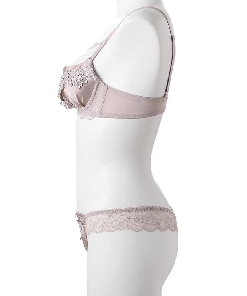 Inner Set Satin Flower Bra and Shorts Set for [Nissen] T-Shorts 3-Piece Women, Beige, D70/M