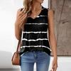 Women Loose Fit V Neck Pleated Striped Sleeveless Tank Top Casual Lightweight Pullover Blouse for Summer Daily Wear