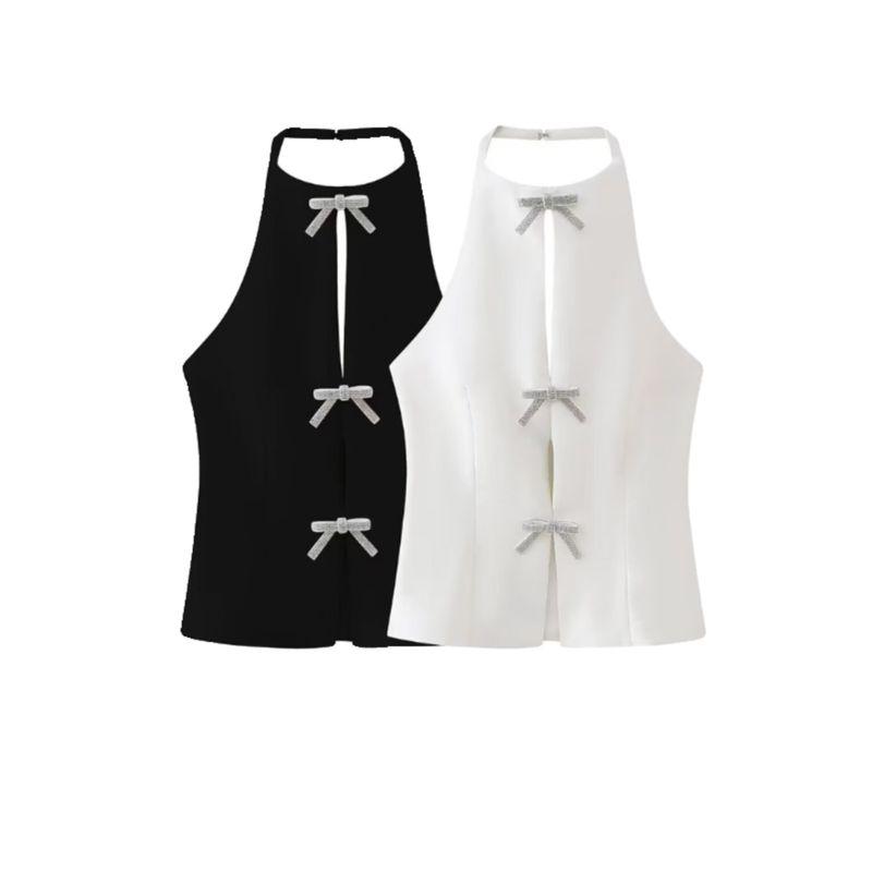 Kaslead Women's Clothing Fashion Hanging Collar Bows