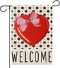 Valentines Day Welcome Love Heart Garden Ag 12x18 Inch Double Sided Outside Polka Dots Small Burlap for Rustic Holiday Out SSL