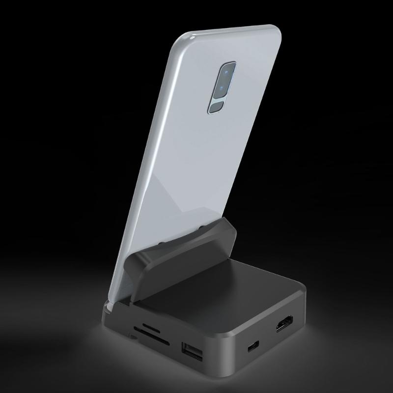 Versatility USB C Hub USB C Expansion Dock with Phone Stand Function for Highly Speed Data Transfer &Charging Efficiency