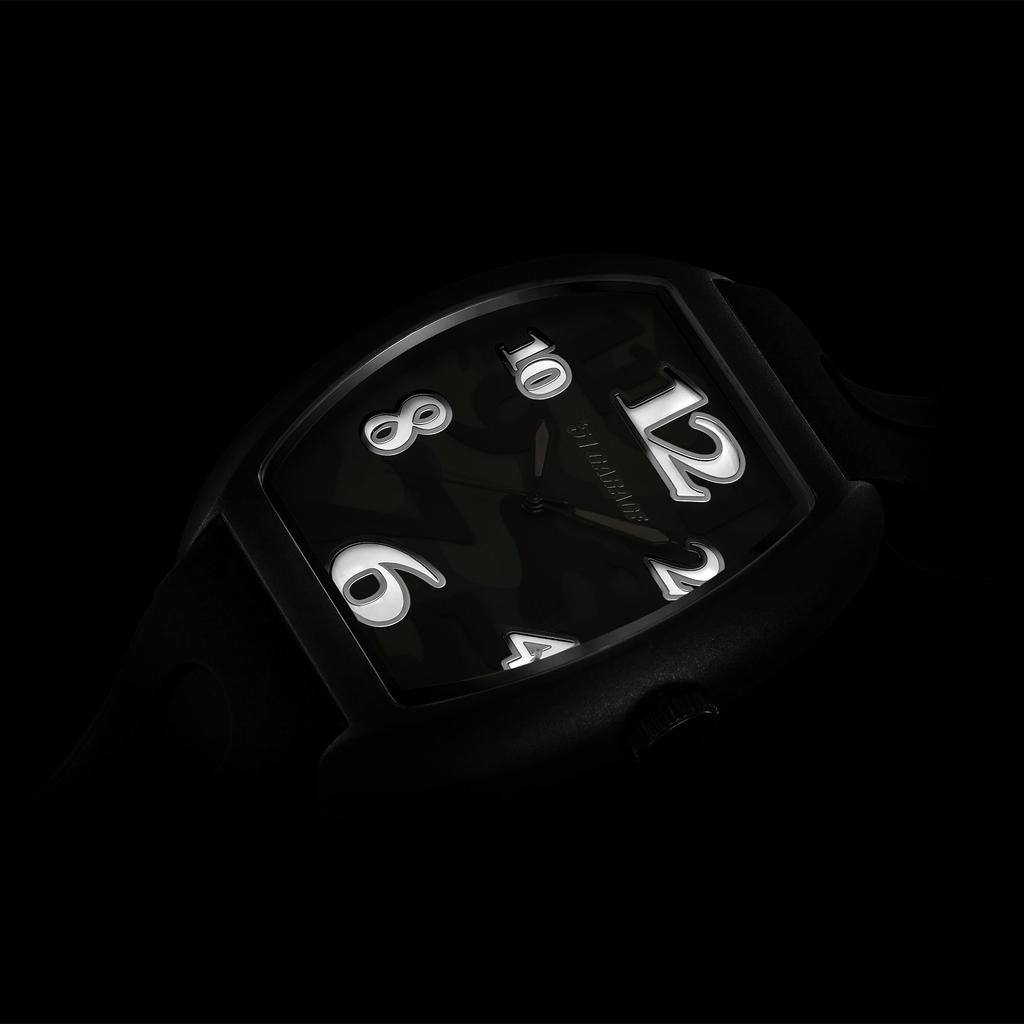 Uhr H020 Schwarzes Zifferblatt Kunststoff Quarz 3 ATM Wasserdicht 48MM Uhr [Sonne] H020BK-CM Herren