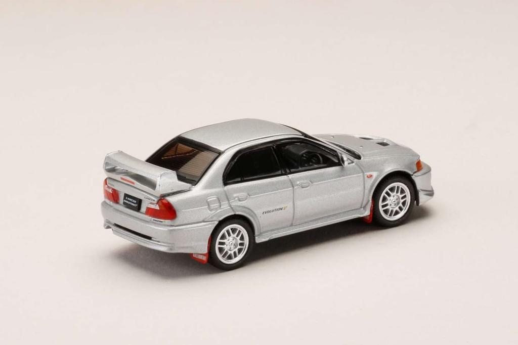 Hobby Japan HJ64 Mitsubishi Lancer GSR Evolution 5 1998 with Mud Satellite Finished Model 1/64 (CP9A) Flaps, Silver,