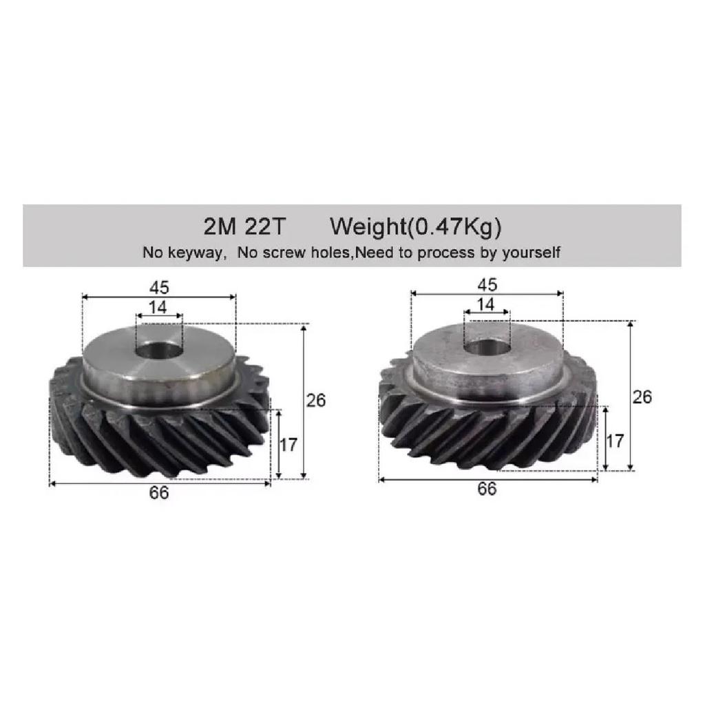 2M 3M 10T-30T High Torque 45° L/R Rotation Helical Gears Interlocking Machined Bore 180° Drive for Industrial Machinery