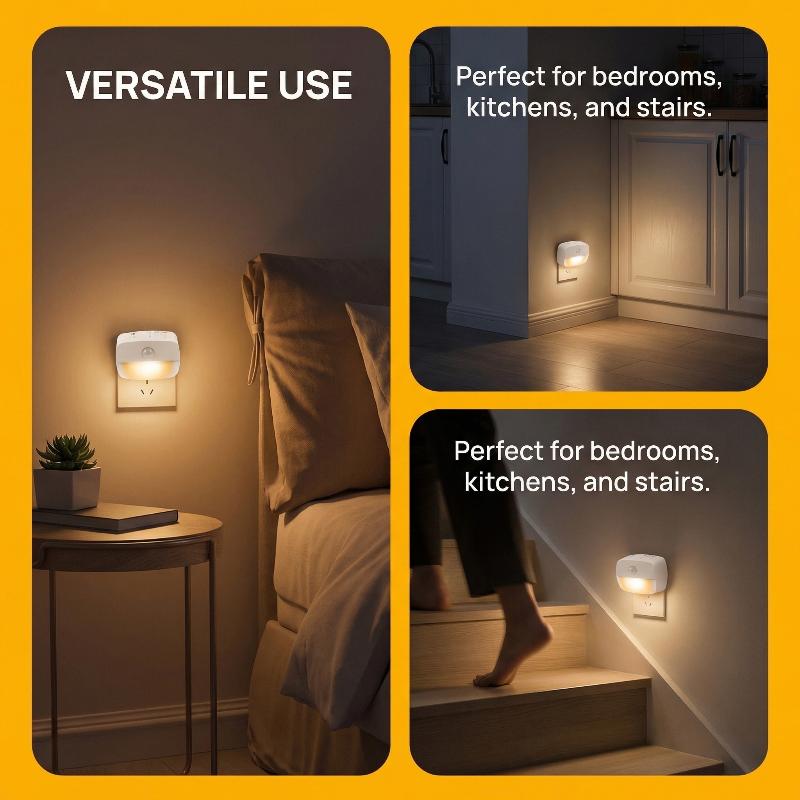 LED Night Light With Motion Sensor Light EU US Plug Socket Lamps Children Night Lights Wireless Wall Bedside Bedroom Night Lamp