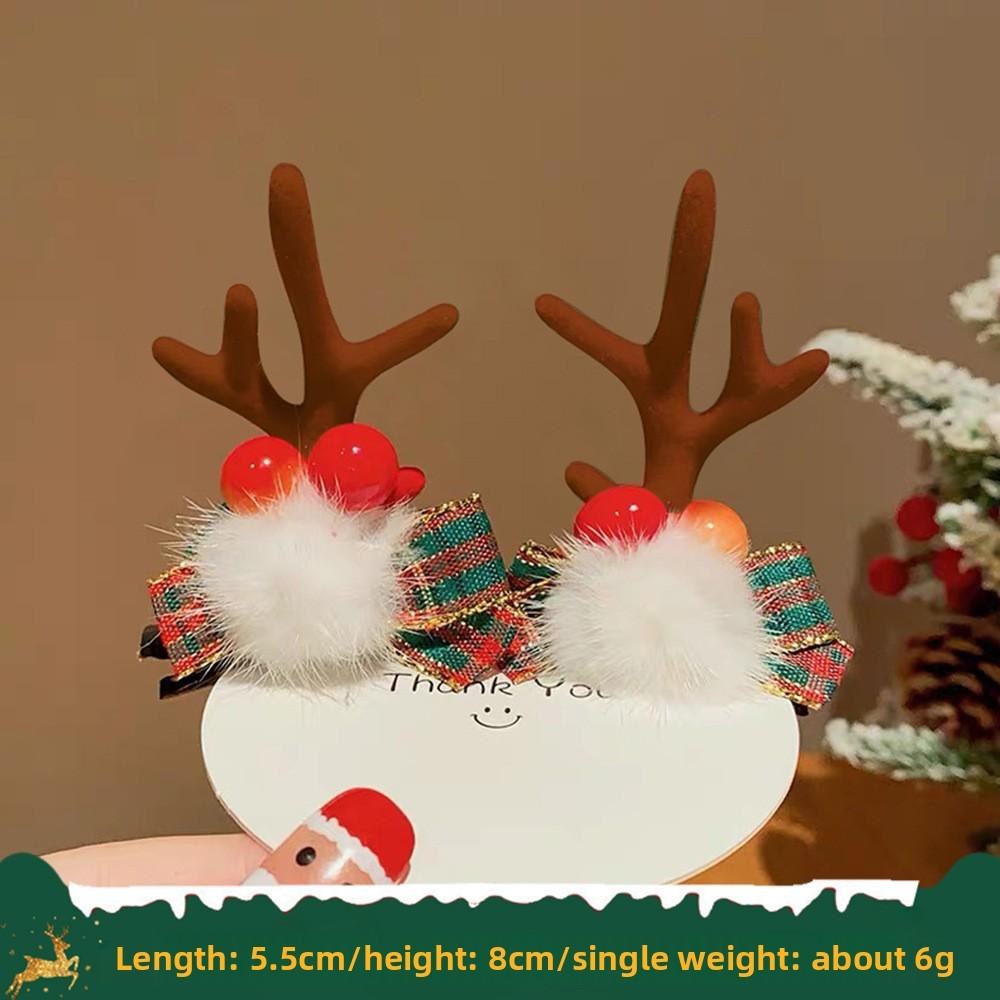 Christmas Antler Hair Clips New Year Hair Clips Elk Antler Duckmouth Hair Clips Cute and Sweet Headwear