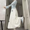 Women's White High-Waist A-Line Umbrella Skirt with 3D Bow - Tiered Cake Design for Spring/Autumn - Slim-Fit Elegant Style