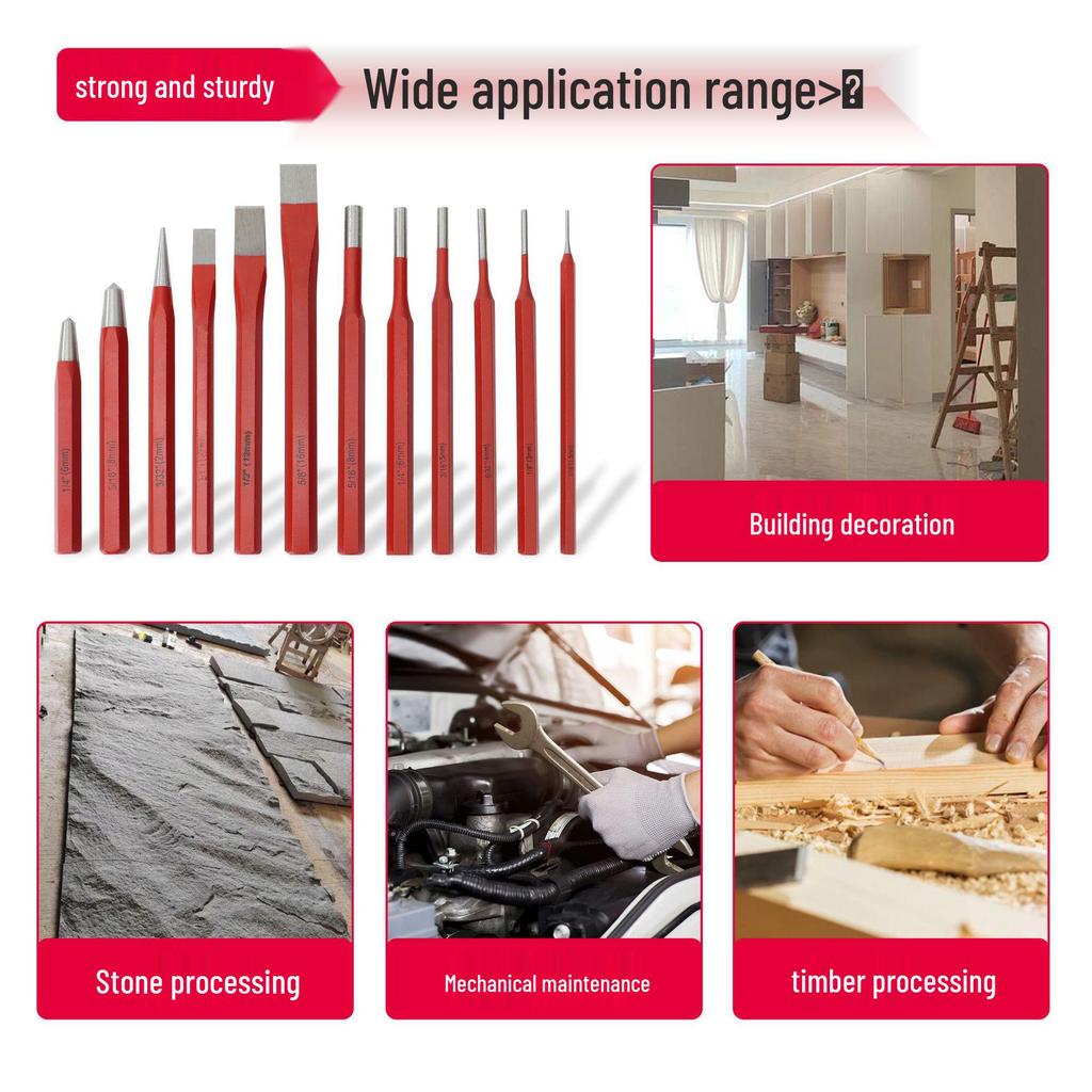 12-Piece Masonry & Woodworking Punch and Chisel Set