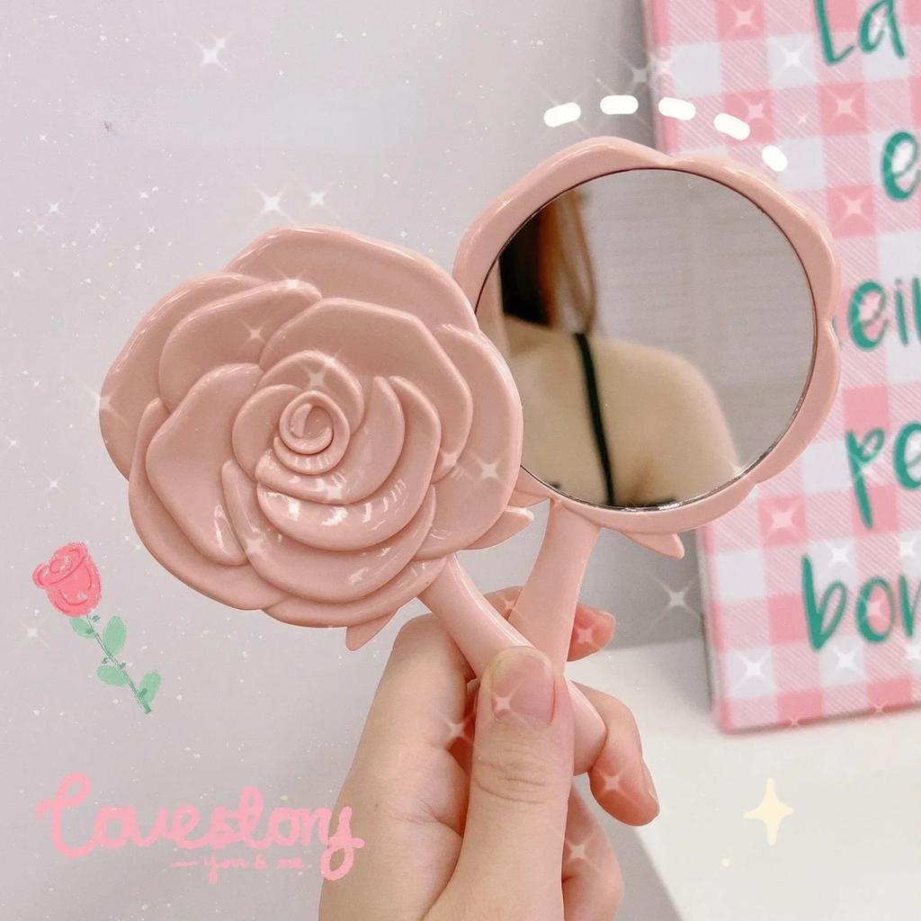 Retro Rose Flower Shape 3D Stereo Cosmetic Makeup Compact Mirror 4 Colors Choose Hand Mirror Compact Mirror Wholesale