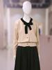 Le shop Tie Neck Color Block Button-up Long Sleeve Knit Cardigan TQ2KC327