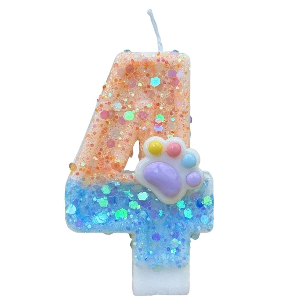 Gradient Glitter Birthday Candle, Cake Topper Decoration With Sturdy Pick, Safe Burning For Birthday Parties, Anniversaries & Celebrations,