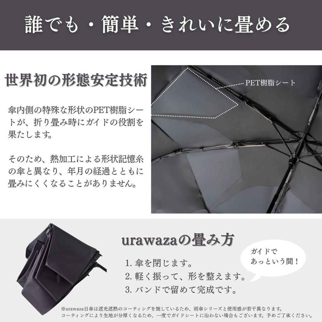Folding Umbrella Urawaza Sun Umbrella Heat Shielding Light Blocking UV Cut Sun and Rain Umbrella Manual Opening Shape Memory Easy To Fold Folding