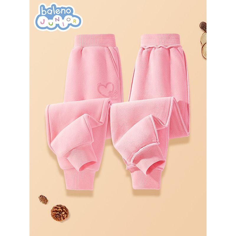 Baleno Girls' Fleece-Lined Pants, Children's Thickened Integrated Fleece Warm Sweatpants, Little Girls' Winter Cotton Pants