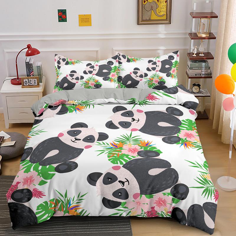 Cartoon Panda 3D Bedding Set Printed Cute Animal Duvet Cover Sets Single Full Queen King Size Bed Clothes For Adult Kids Gifts