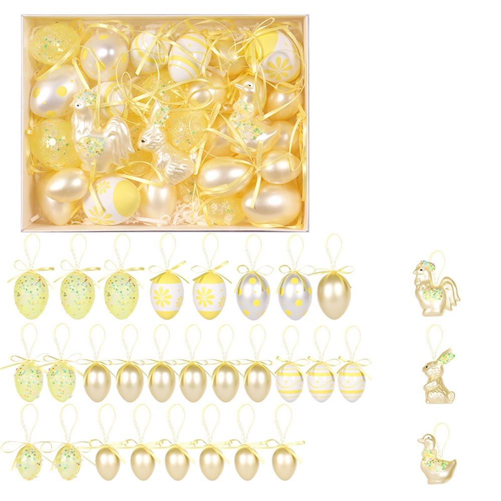 

30pcs Painted Easter Eggs Hanging Pendant Colorful Simulation Egg Pendant Holiday Party Gifts жёлтый