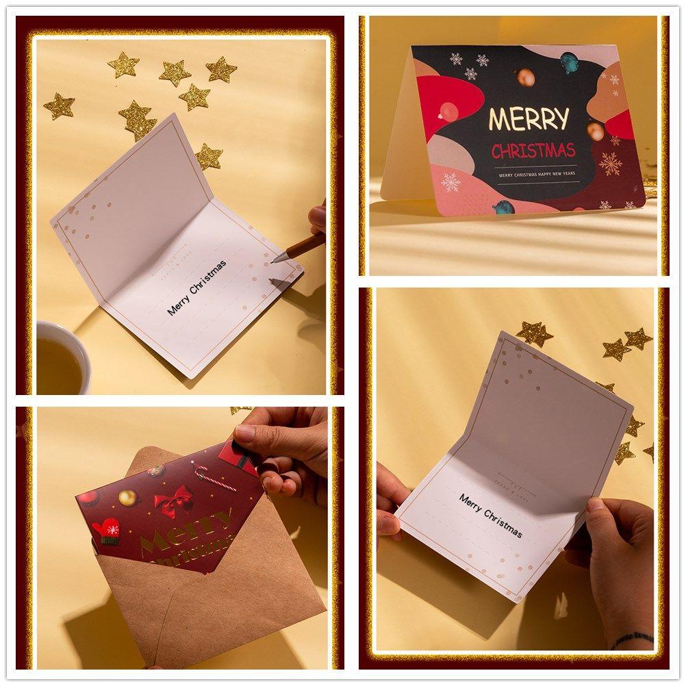 Cards with Envelopes Stickers Blessing Merry Christmas Bronzing Christmas Greeting Card