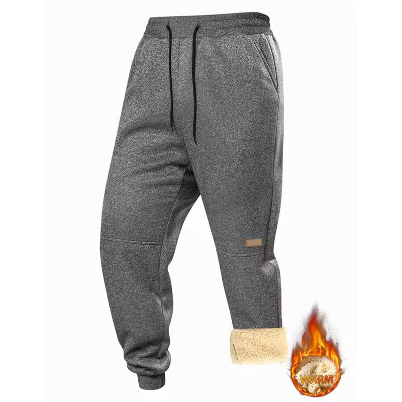 Winter Men Sweat Pants Lamb Fleece Thickened Pants Casual Solid Color Pants Loose Elastic Pants