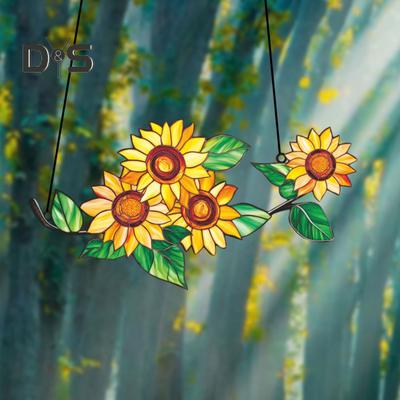 Blumen Hängedekoration Wandkunst Fensterhängeornament Doppelseitiger Blumen-Sonnenfänger Geschenk für Naturliebhaber