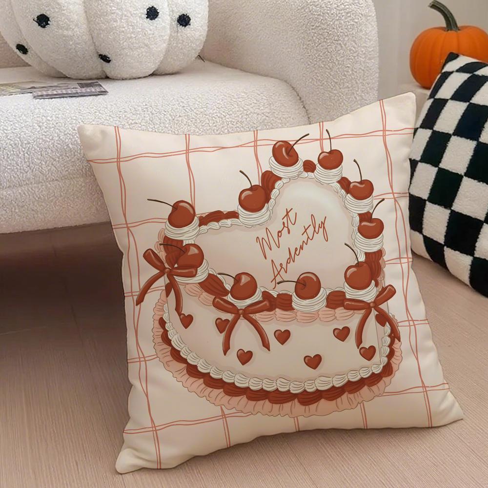 Valentines Day Gift with Heartshaped Pattern Cushion Cover Throw Pillow Cover Hidden Button Durable Polyester Chair Cushion