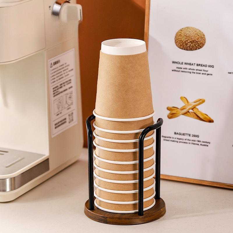 Disposable Cup Dispenser Imitation Walnut Wood Water Cup Storage Holder Coffee Tea Cup Desktop Paper Cup Storage Rack Organizer