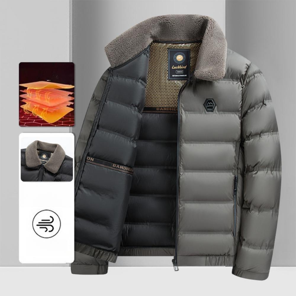 Men's casual short cotton clothes 2025 winter new warm and cold-proof lapel collar fur collar jacket versatile jacket middle-aged and elderly