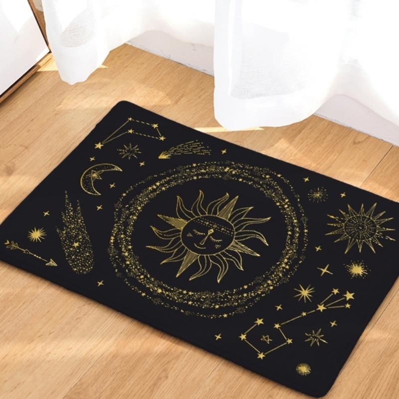 Sun & Moon Print Floor Mat Carpet Doormat for Living Room Home Decoration Small Area Bedroom Non-slip Plush Floor Mats Rug