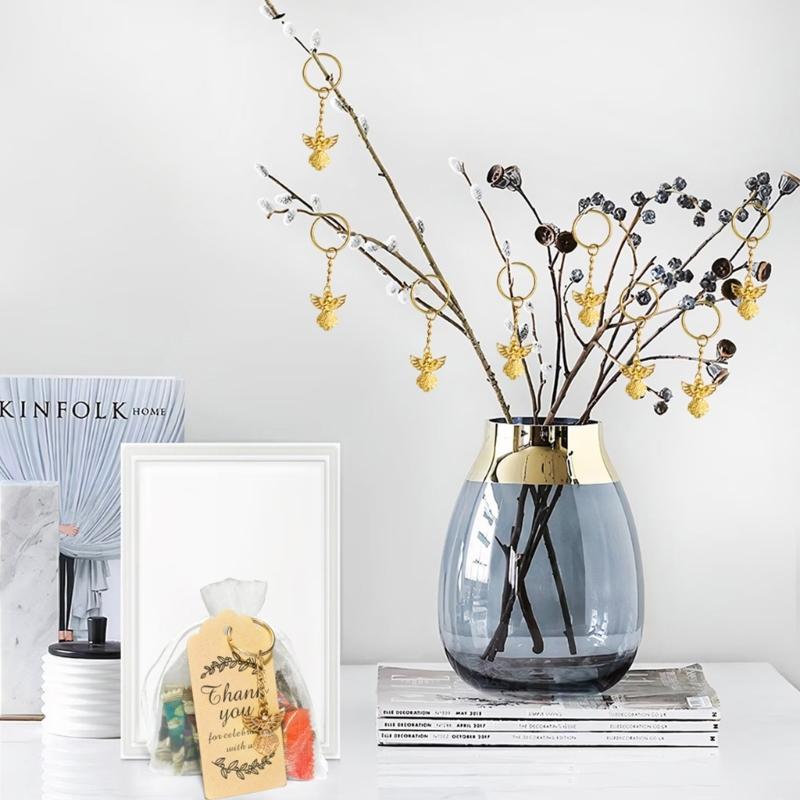 30 Set Keychains Collection with Thank You Cards and Bag Wedding and Birthdays Party Souvenir Keyring for Gifting