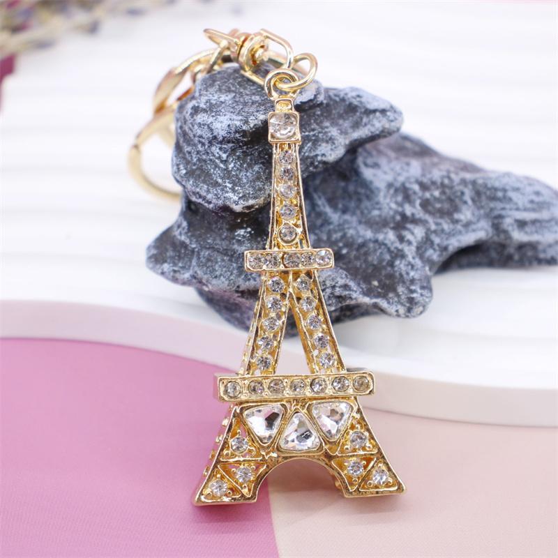 Moda Torre Eiffel Pedrería Colgante para Mujer Aleación Colgante de Coche Joyería Accesorios para Llaves Regalos para Niños Encanto para Bolso