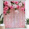 Rosa Blumen Duschvorhang für Damen, Braut, Hochzeit, Rosa Blumen, Romantisch, Geeignet für Mädchen, Hängender Vorhang Mit Haken