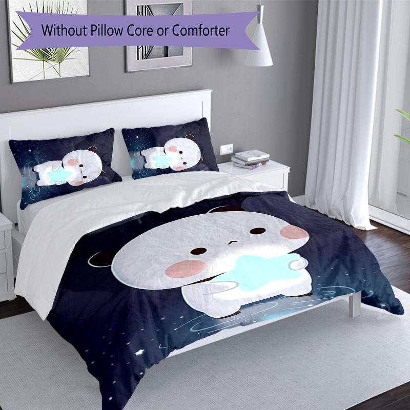 3pcs Bubu and Dudu2 Pattern Bedding Set Duvet Cover Set Includes Duvet Cover &pillowcases, Perfect All Season Bedroom Decoration & Gift