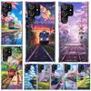 Retro Japanese Sakura Train Soft Phone Case For Samsung Galaxy S22 S23 S24 S25 Edge S26 Ultra S20 FE S21 Plus + Fundas Coque Gal