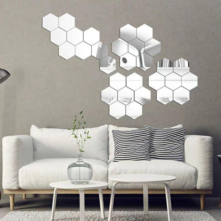 12pcs 3D DIY Hexagon Honeycomb Decorative Acrylic Mirror Wall Stickers Home 12pcs 3D DIY Hexagon Honeycomb Decorative Acrylic Mirror Wall Stickers Home