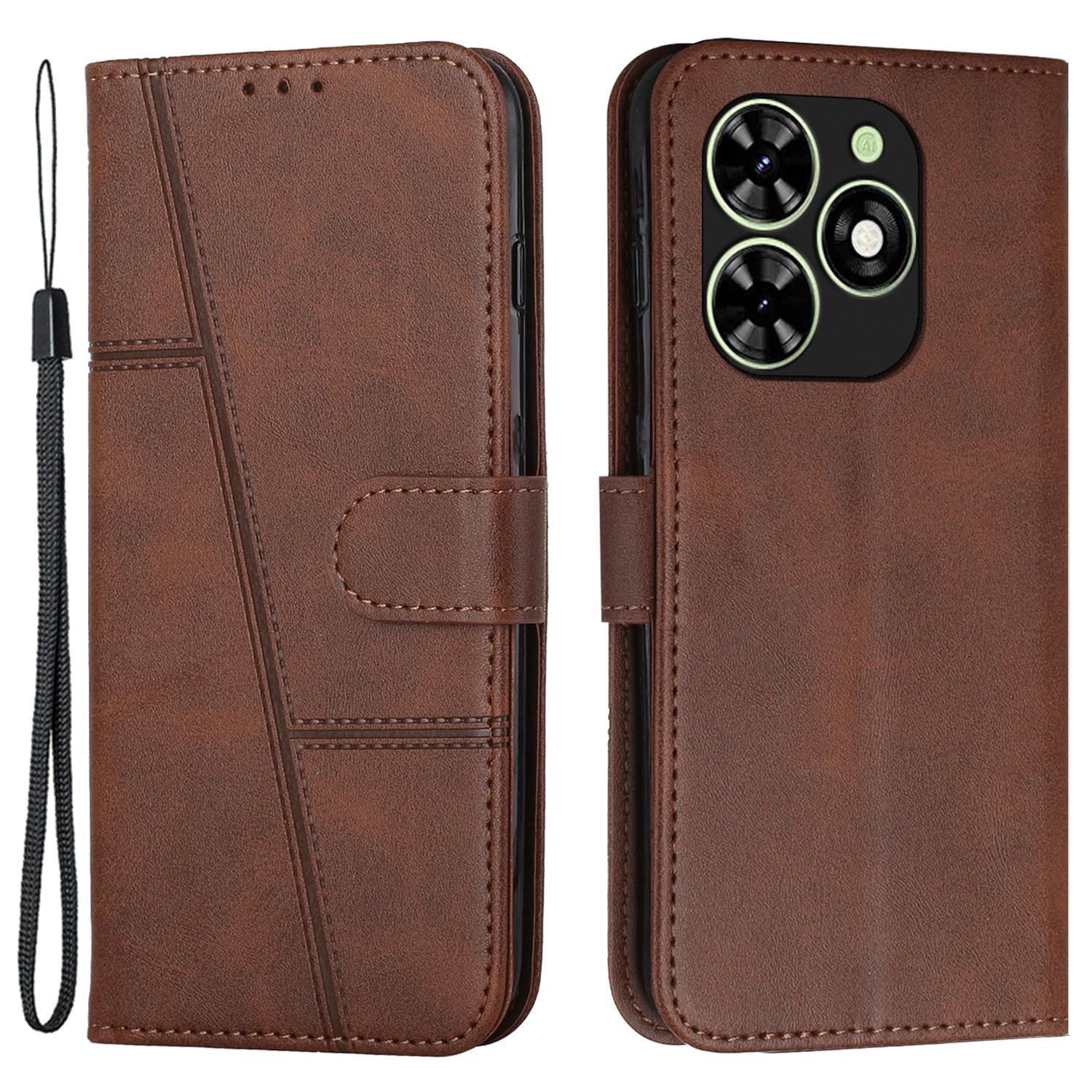 

Для телефона Infinix Smart 8 4G Чехол-кошелек с подставкой Флип-кожаный чехол Brown