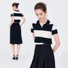 Navigare Women's Striped Short Sleeve Polo Knit Top