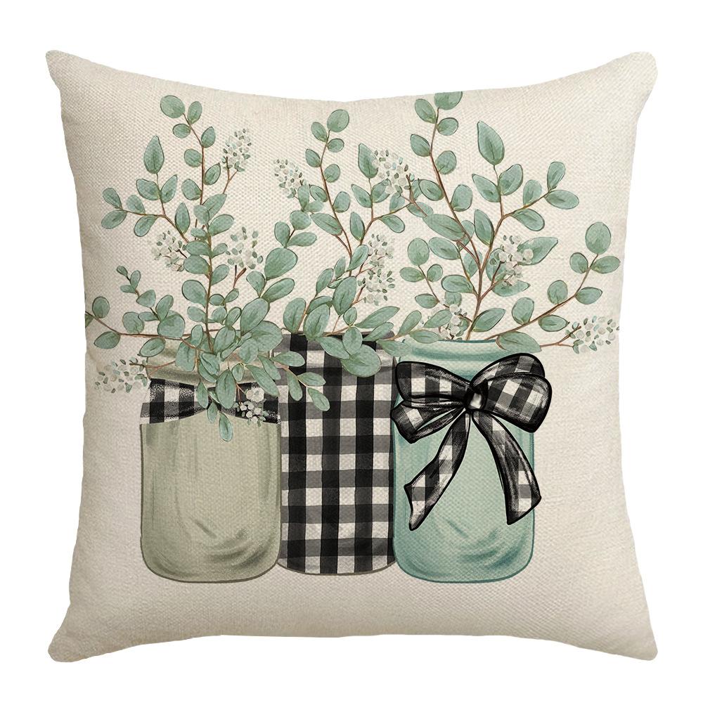New Spring Pillow Series, Plant-based Letter Digital Printing Pillow Cover, Home Atmosphere, Ins Style