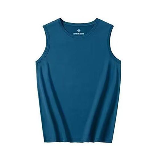 

Men Vest Sleeveless Round Neck Summer Casual Sport Vest Pure Color Breathable Mesh Athletic Tank M синій