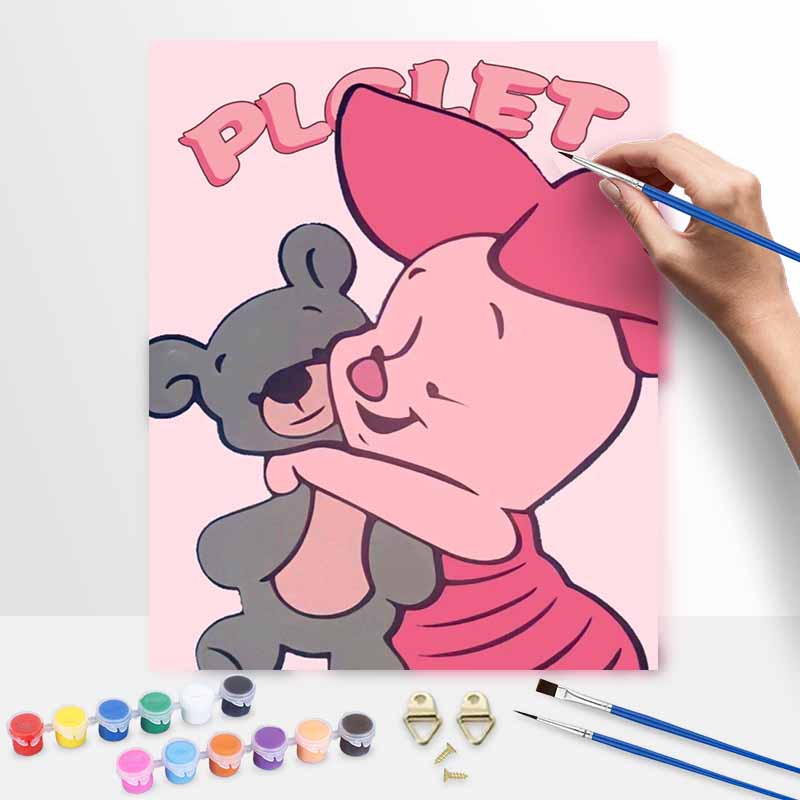 Disney oil painting Piglet and Eeyore handmade diy art painting home decoration 30x40cm