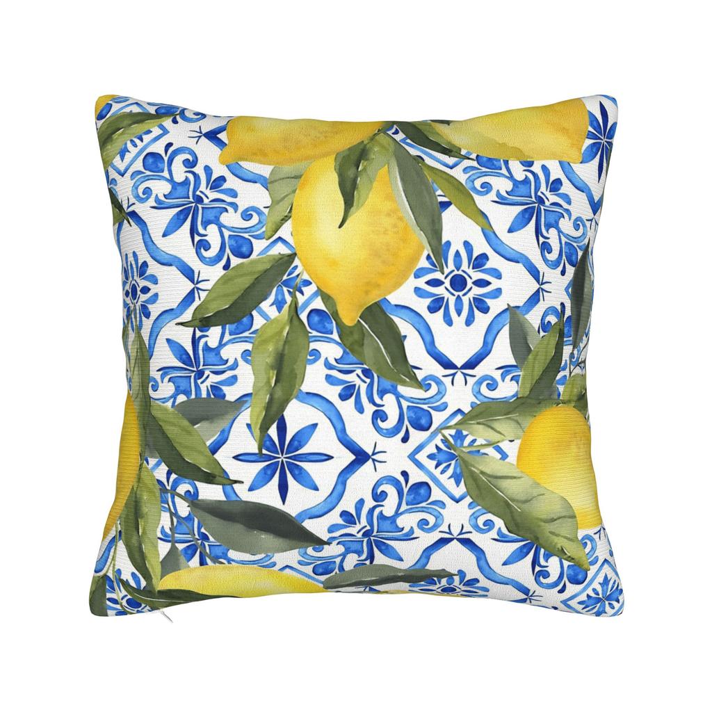 Lemon And Blue Pattern Pillow Case Morden Pillow Cover Soft Pillowcases For Sofa Car Home Decor