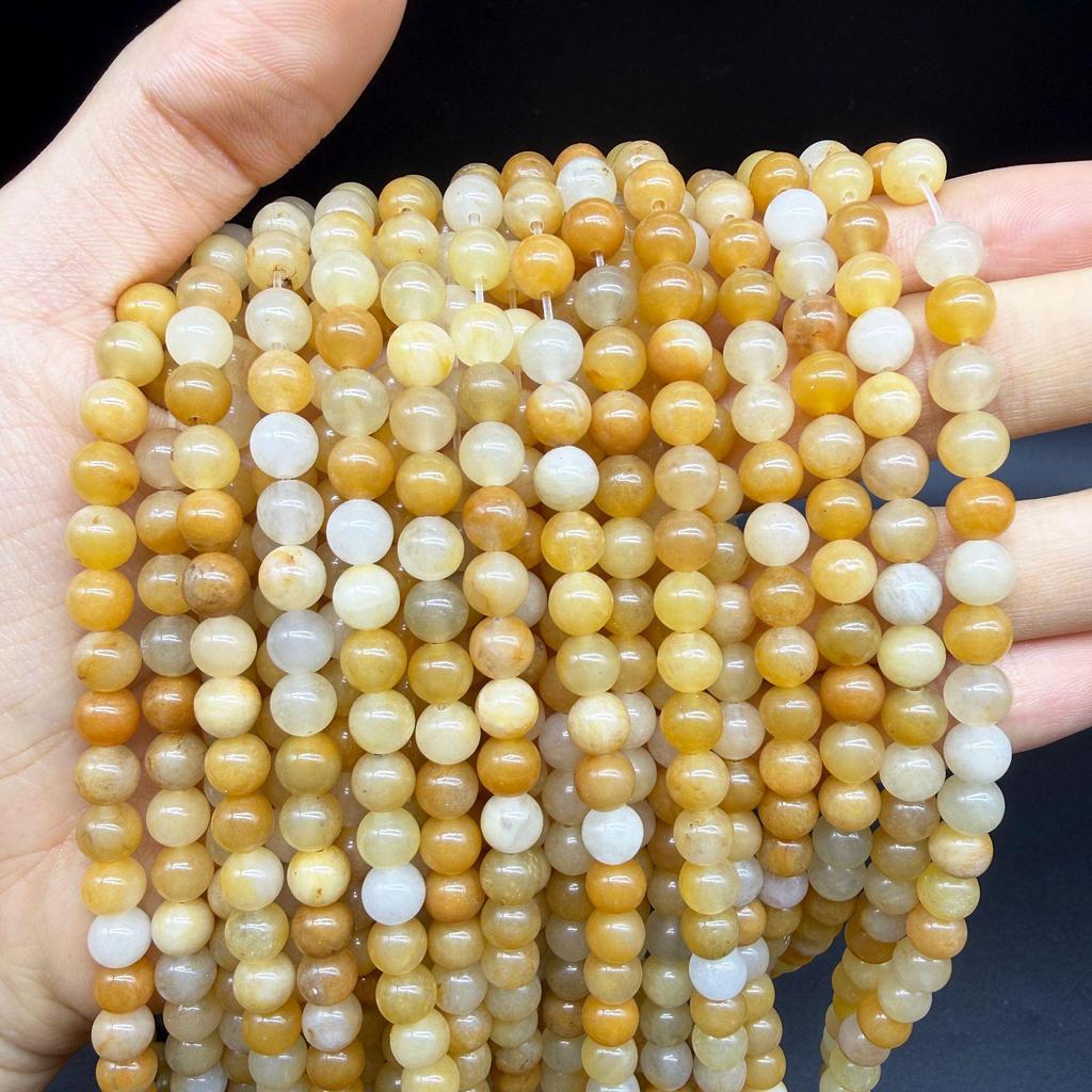 Natural Old Yellow Jade Dongling Round Beads for DIY Jewelry, Bracelet, Necklace, Beading Accessories, Semi-Finished Products