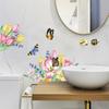 Butterfly Tulip Wall Sticker Waterproof Removable Bathroom Mirror Frame Floral Decor