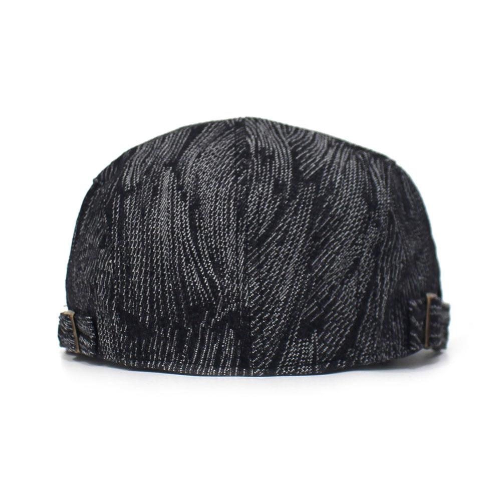 Fashion Cotton Jacquard Denim Beret British Vintage Versatile Forward-Facing Cap Striped Duckbill Cap Men's Trendy