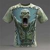 New Halloween Weird Skull Print Casual Crew Neck Short Sleeve Loose T-Shirt