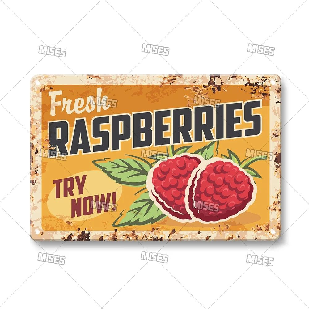 MISES Vegetable And Fruit Metal Tin Sign Retro Metal Plaque Decorative Plate Man Cave Studio Farm Metal Sign Kitchen Wall Plate