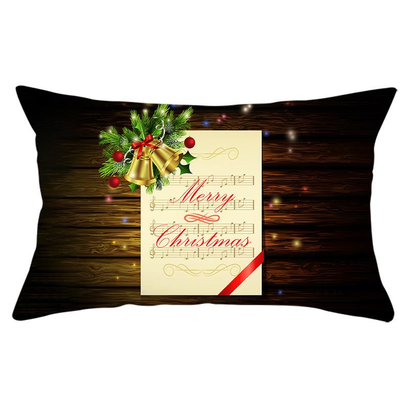 Green Series Christmas Peach Skin Printed Waist Pillowcase Square Sofa Pillowcase Office Pillowcase