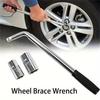 Universal Heavy Duty Lug Wrench Household Wheel Wrench with 17-19/21-23mm Sockets for Tire Changing Tool