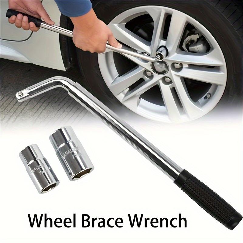 Universal Heavy Duty Lug Wrench Household Wheel Wrench with 17-19/21-23mm Sockets for Tire Changing Tool